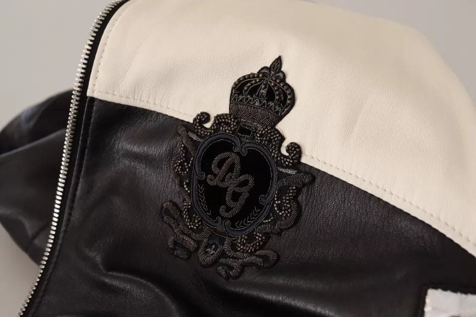 Chaqueta tipo blusón con capucha de cuero negro de Dolce &amp; Gabbana