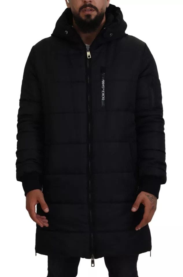 Parka à capuche en nylon noir Dolce &amp; Gabbana - Veste d'hiver