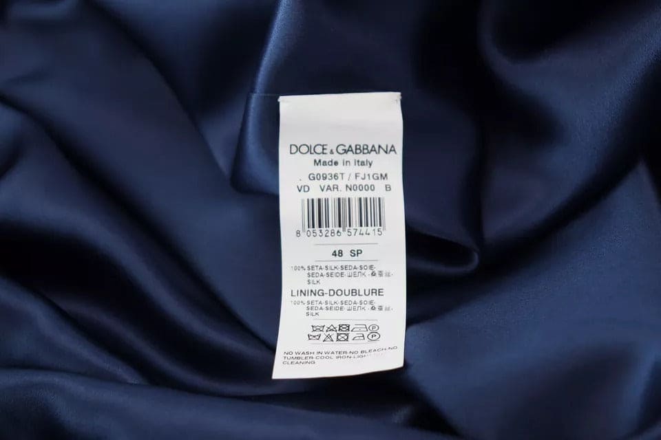 Veste-robe en satin de soie bleu avec ceinture à la taille Dolce &amp; Gabbana