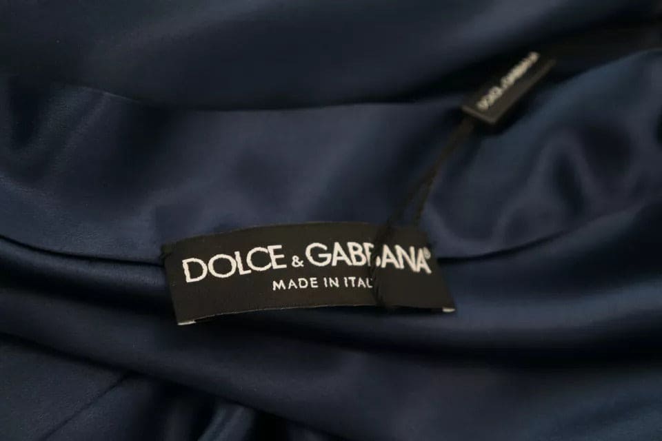 Veste-robe en satin de soie bleu avec ceinture à la taille Dolce &amp; Gabbana