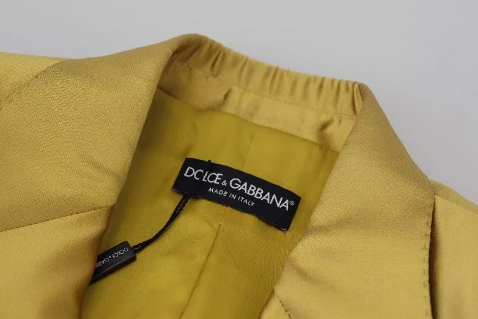 Chaqueta blazer de manga larga de satén dorado de Dolce &amp; Gabbana