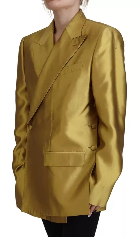 Chaqueta blazer de manga larga de satén dorado de Dolce &amp; Gabbana