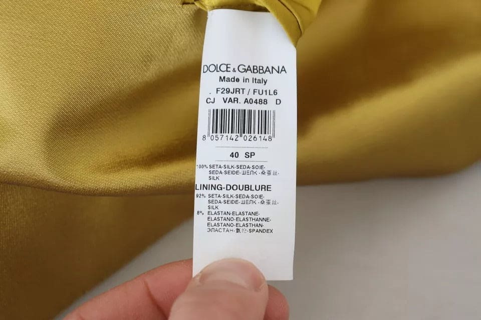 Veste blazer à manches longues en satin doré Dolce &amp; Gabbana