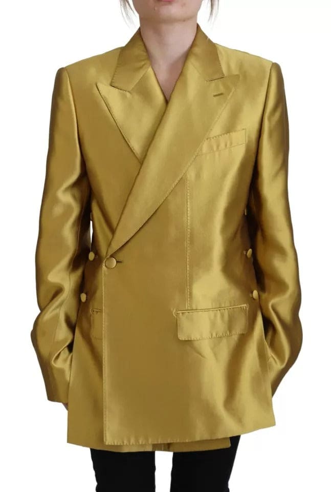 Veste blazer à manches longues en satin doré Dolce &amp; Gabbana