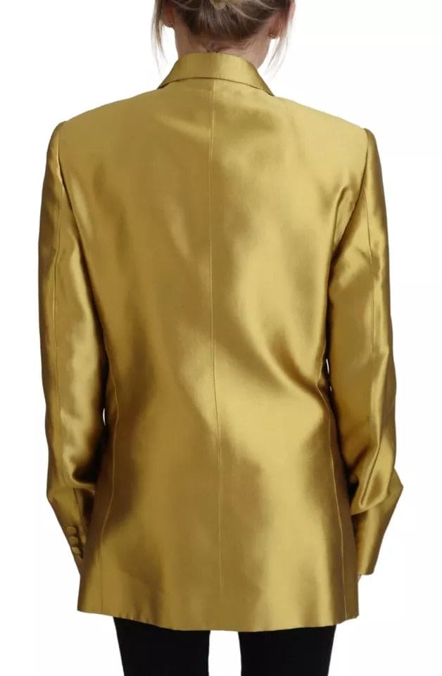 Chaqueta blazer de manga larga de satén dorado de Dolce &amp; Gabbana