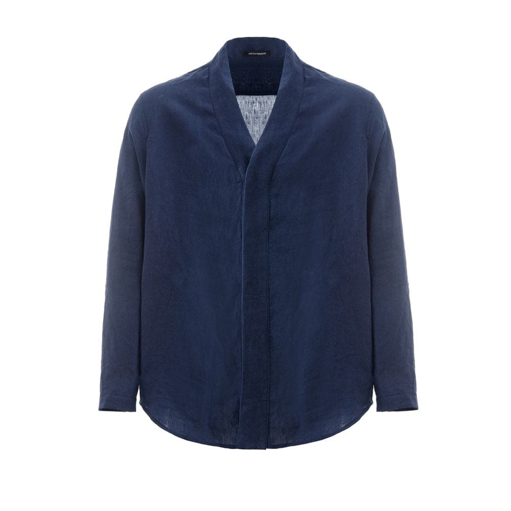 Chaqueta elegante de lino azul para hombre de Emporio Armani