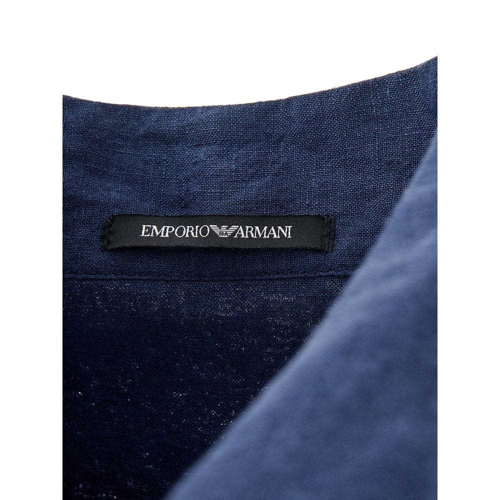 Chaqueta elegante de lino azul para hombre de Emporio Armani