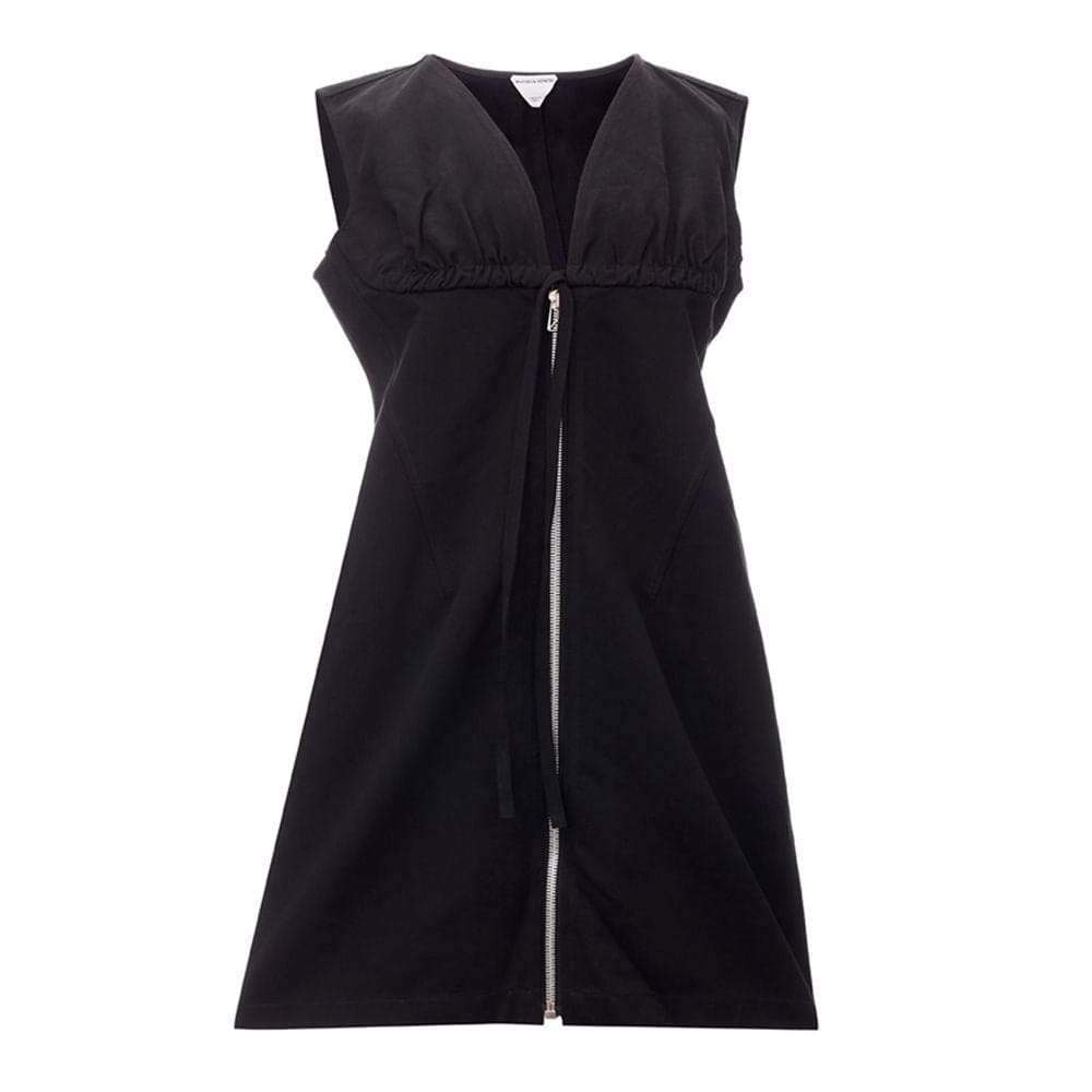 Vestido elegante de viscosa negra de Bottega Veneta Essentials