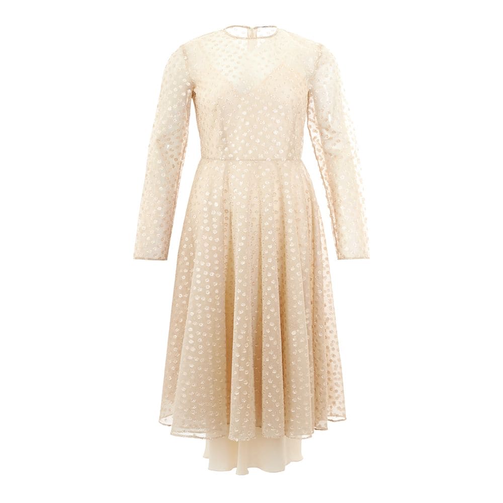 Vestido elegante de algodón beige Lardini