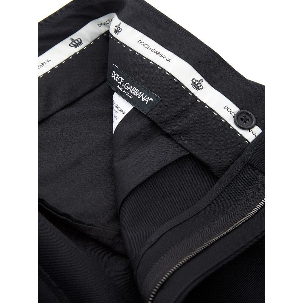 Pantalones elegantes de poliéster negros Dolce &amp; Gabbana para hombre