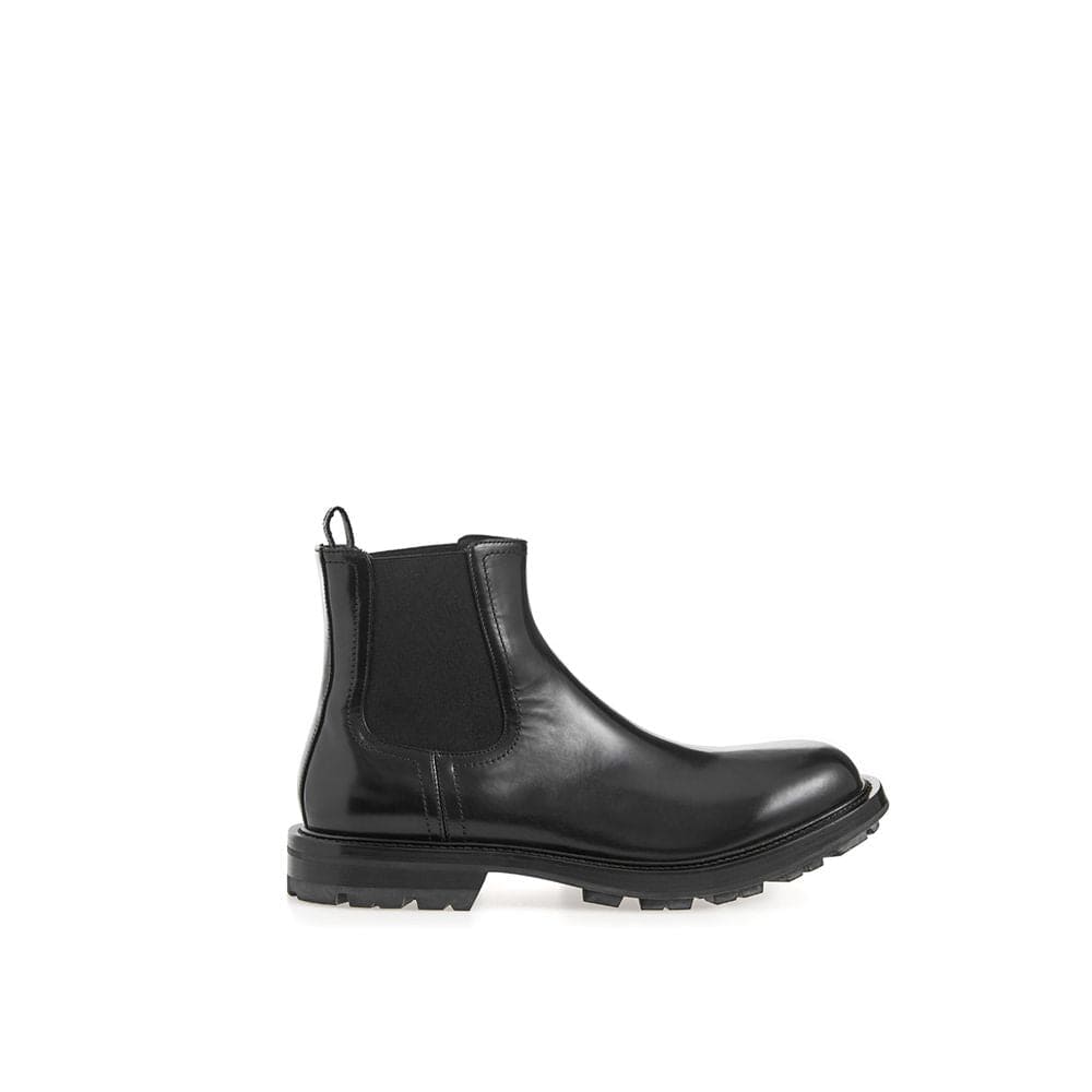 Bottes élégantes en cuir noir Alexander McQueen pour hommes