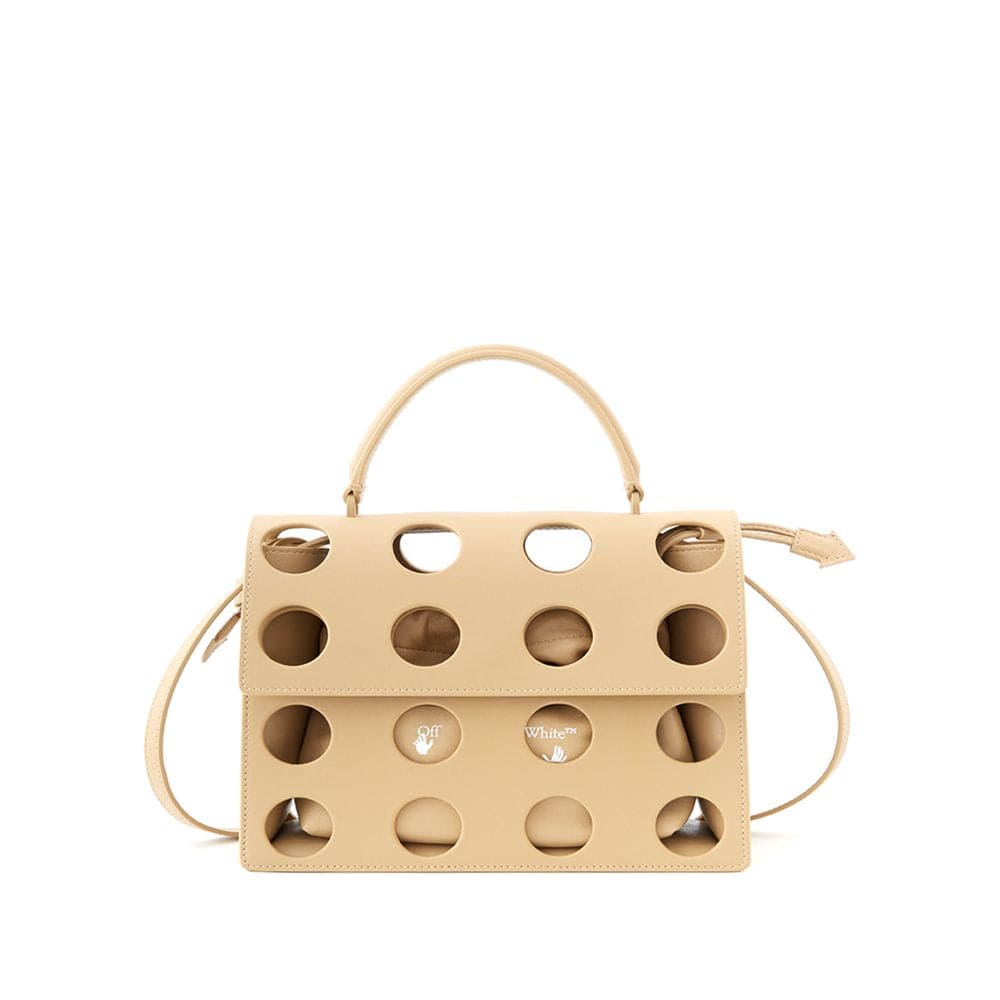 Sac à main en cuir beige chic Off-White pour un style sophistiqué