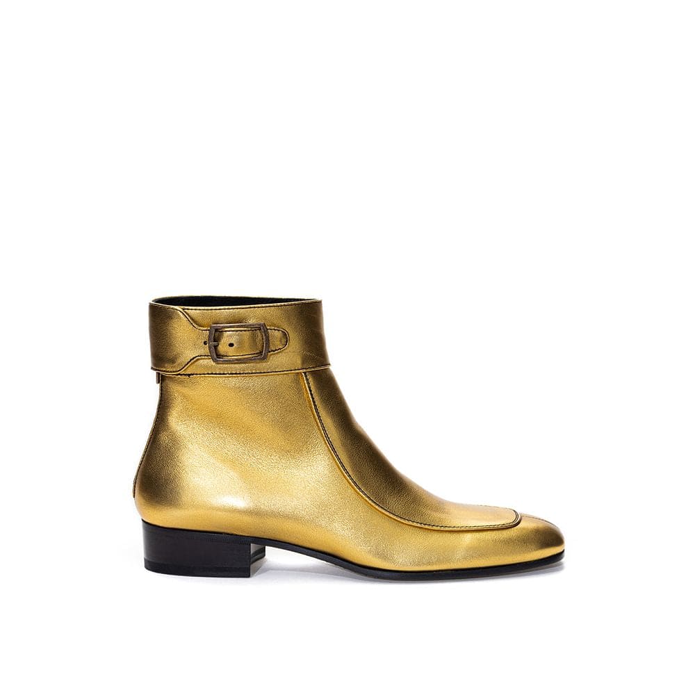 Bottines en cuir doré Saint Laurent