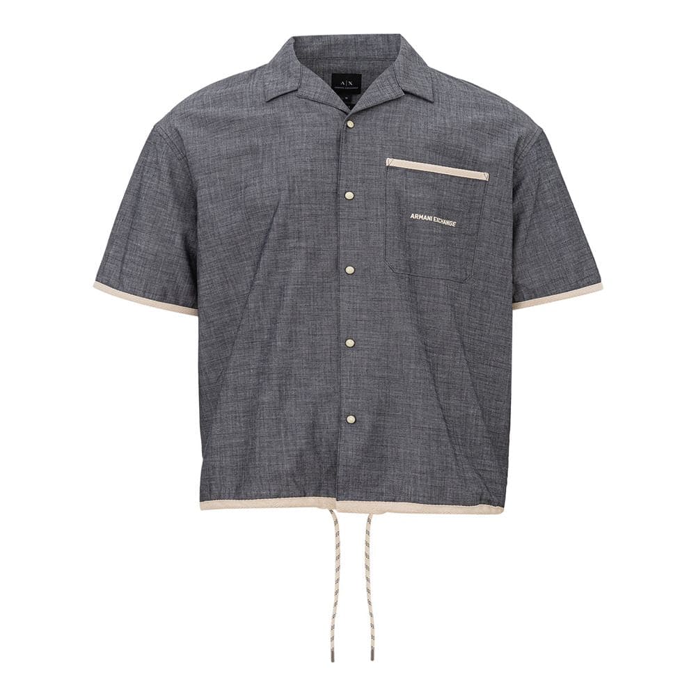 Camisa elegante de algodón azul de Armani Exchange para hombre