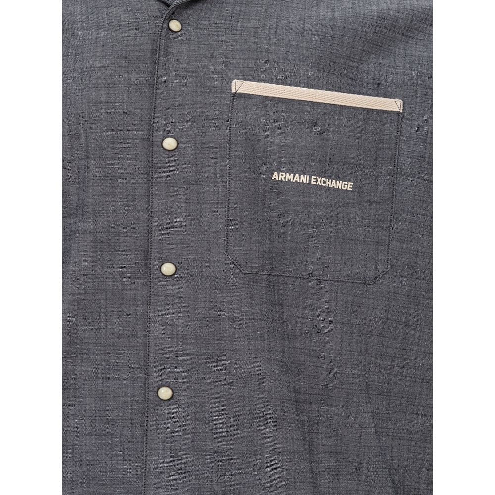 Chemise élégante en coton bleu Armani Exchange pour homme