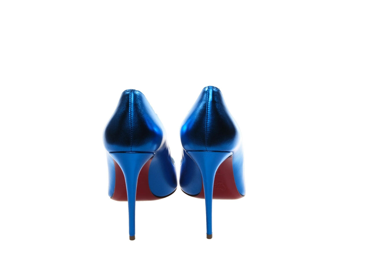 Christian Louboutin Hot Chick 100 - Zapatos de tacón alto de charol con efecto espejo en color azul