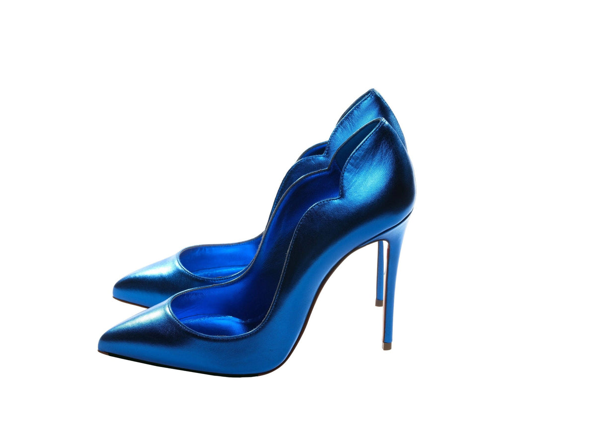 Escarpins à talons hauts en cuir verni miroir bleu Hot Chick 100 de Christian Louboutin