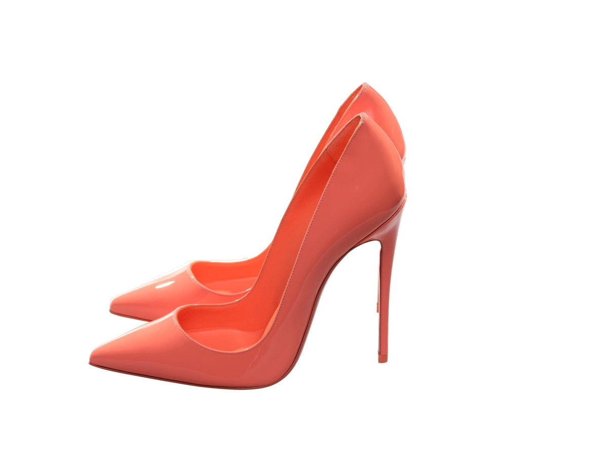 Escarpins à talons hauts en cuir verni orange So Kate 120 de Christian Louboutin