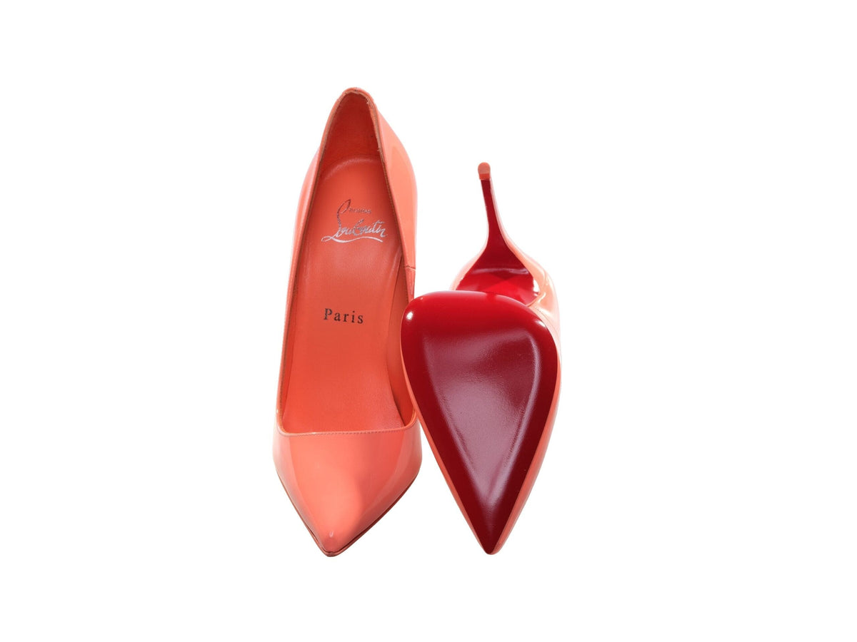 Escarpins à talons hauts en cuir verni orange So Kate 120 de Christian Louboutin