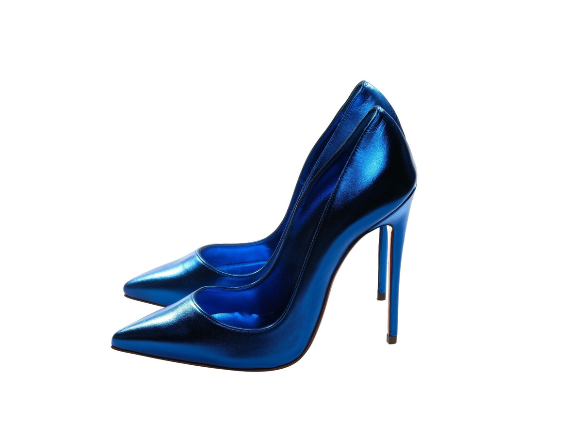 Christian Louboutin So Kate Blue Laminated Leather High Heel Pumps