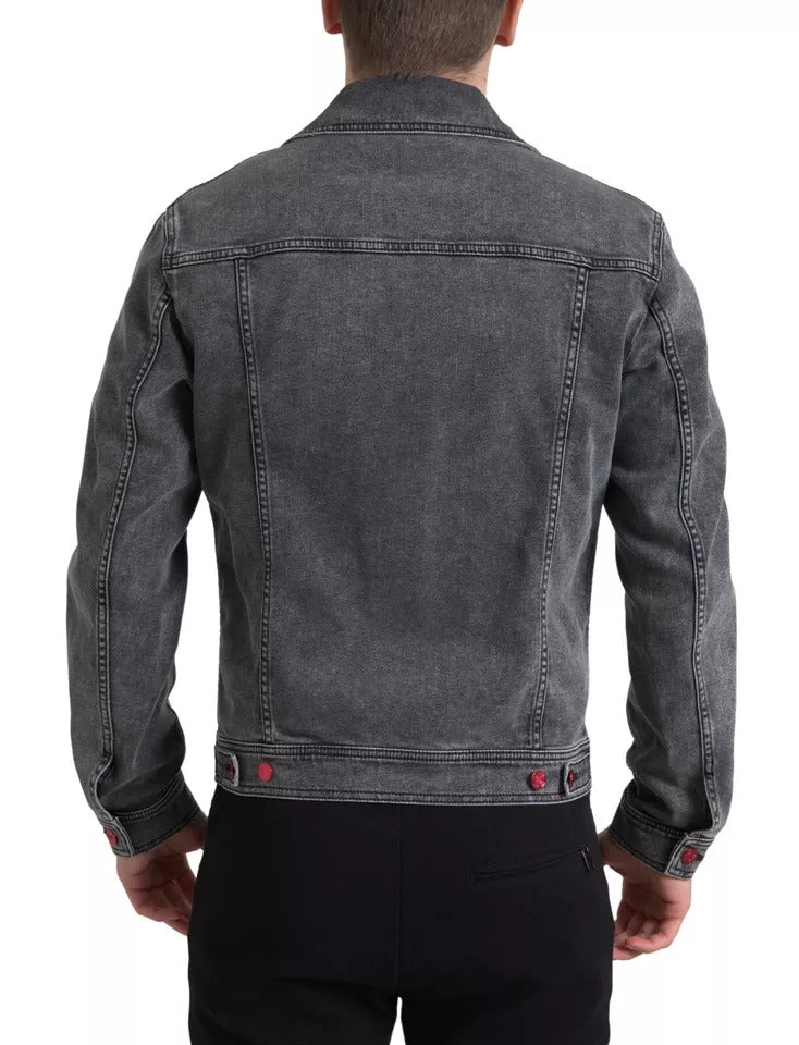 Chaqueta vaquera elástica de algodón lavado gris de Dolce &amp; Gabbana para hombre