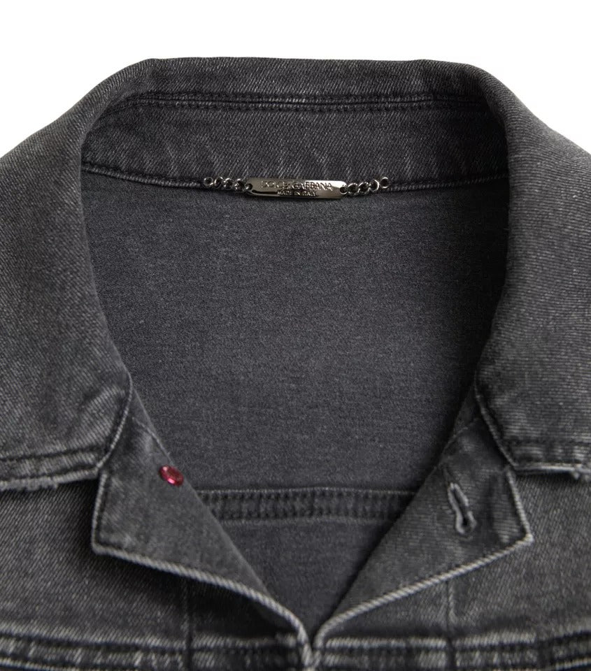 Chaqueta vaquera elástica de algodón lavado gris de Dolce &amp; Gabbana para hombre