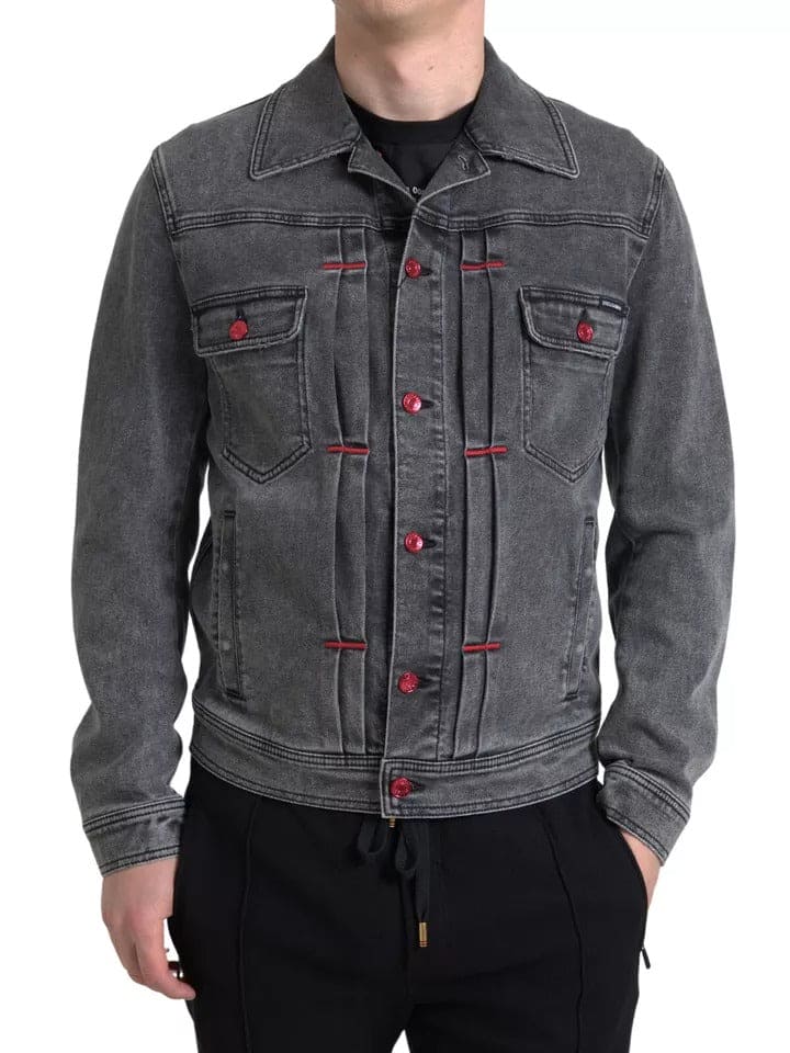 Chaqueta vaquera elástica de algodón lavado gris de Dolce &amp; Gabbana para hombre