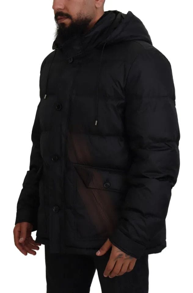 Dolce &amp; Gabbana Parka à capuche en polyester noir Veste d'hiver