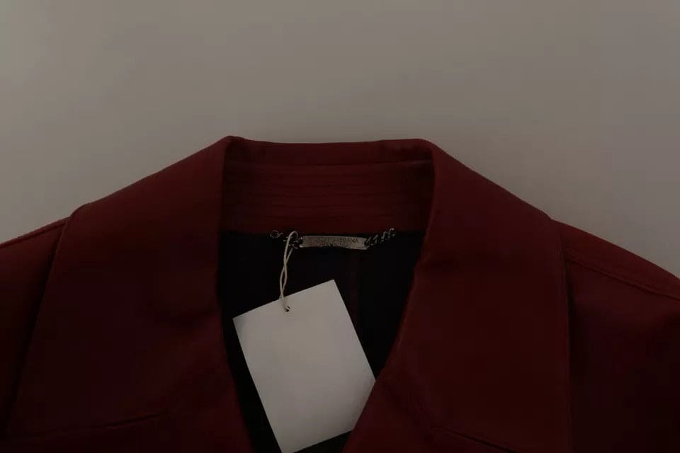 Manteau croisé en cuir rouge Dolce &amp; Gabbana