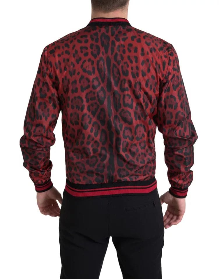 Manteau court bomber léopard rouge Dolce &amp; Gabbana