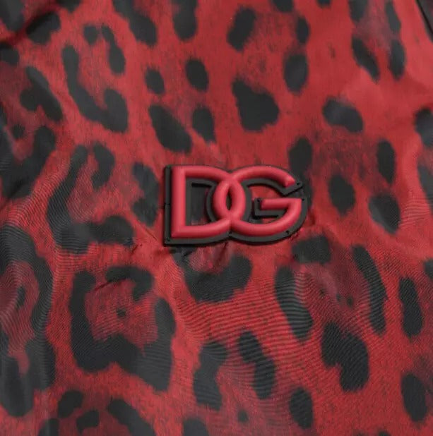 Manteau court bomber léopard rouge Dolce &amp; Gabbana