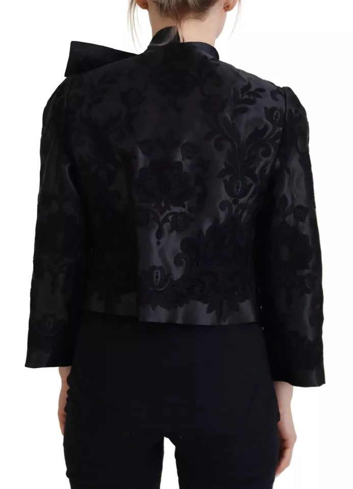 Veste corset transparente en dentelle noire Dolce &amp; Gabbana en organza et soie