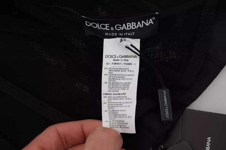 Chaqueta de organza y seda con corsé transparente y encaje negro de Dolce &amp; Gabbana