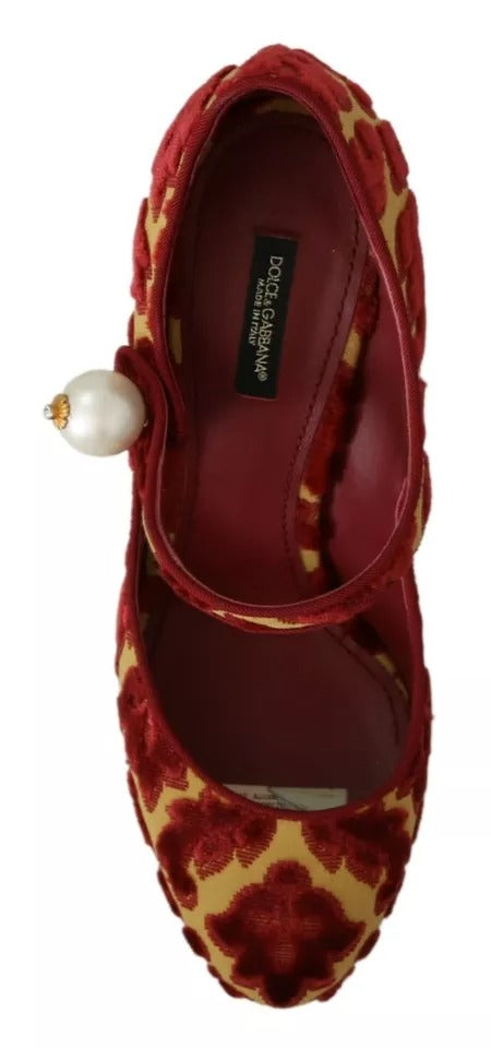 Escarpins Mary Janes en brocart fleuri rouge Dolce &amp; Gabbana