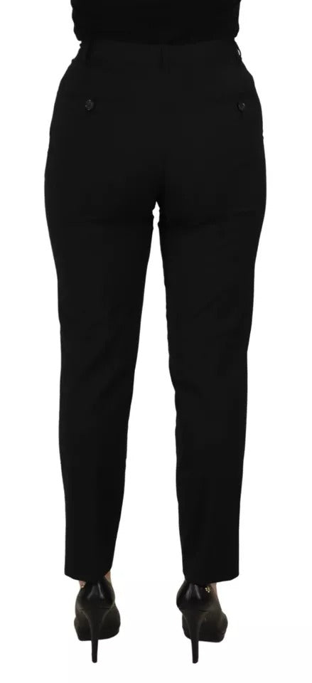 Pantalones negros de talle alto y corte cónico de Dolce &amp; Gabbana