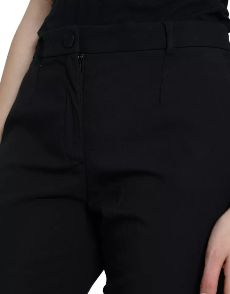 Pantalon fuselé taille haute en laine noire Dolce &amp; Gabbana