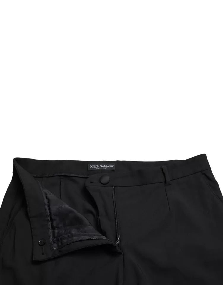 Pantalones de tiro alto de lana negra de Dolce &amp; Gabbana