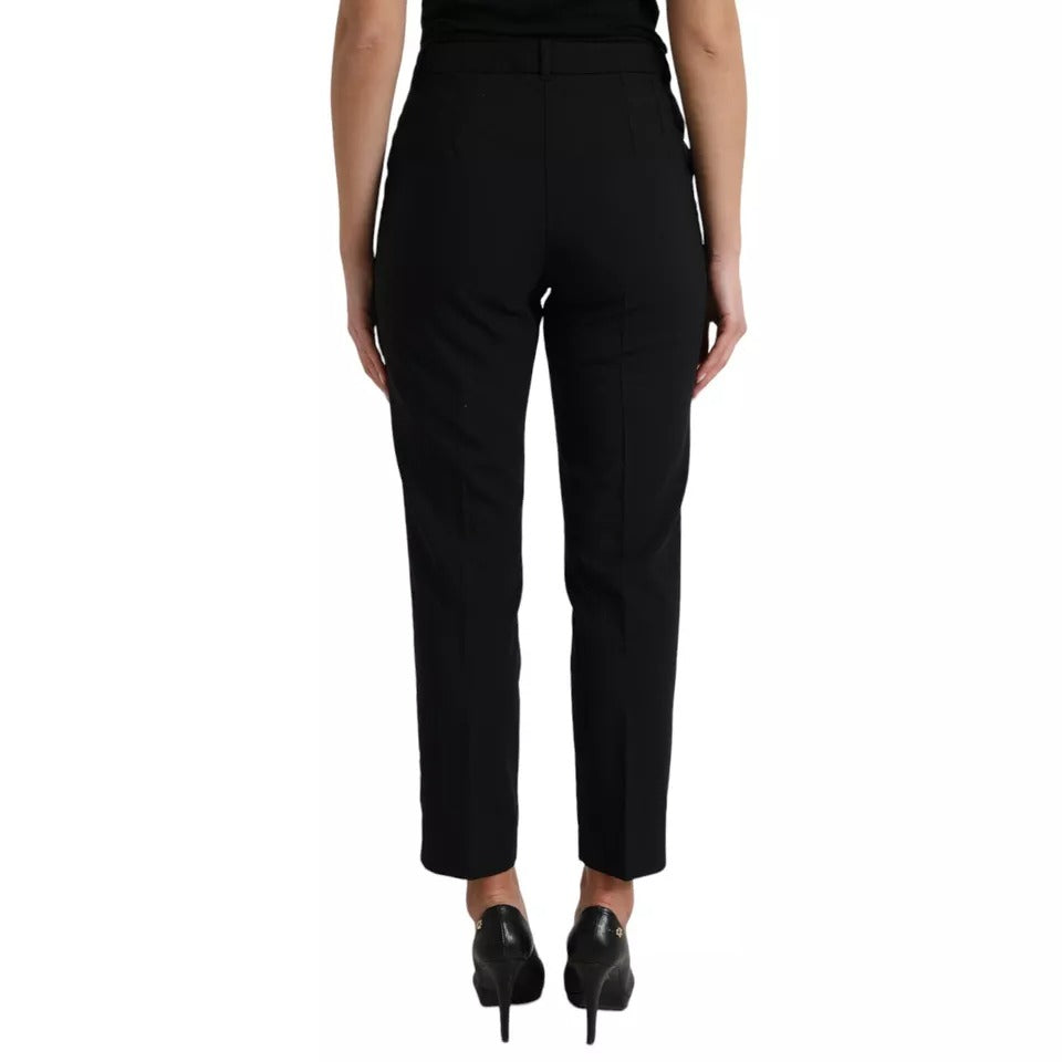 Pantalon fuselé taille haute en laine noire Dolce &amp; Gabbana