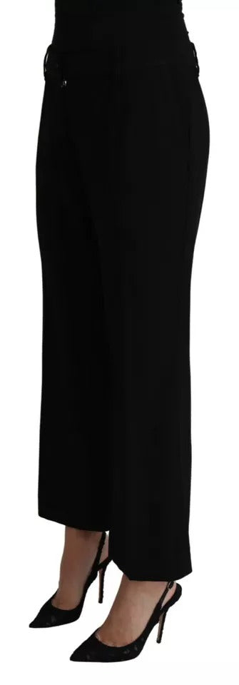 Pantalon Capri court en laine stretch noire Dolce &amp; Gabbana