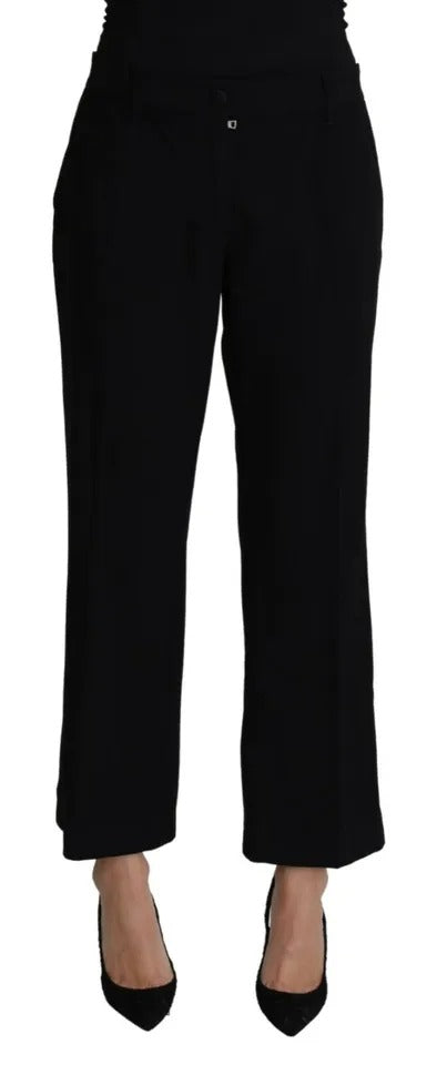 Pantalon Capri court en laine stretch noire Dolce &amp; Gabbana