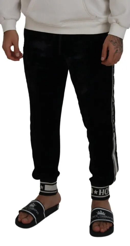 Pantalon de jogging en coton noir Dolce &amp; Gabbana