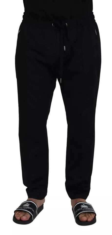 Pantalón de jogging negro de algodón elástico de Dolce &amp; Gabbana