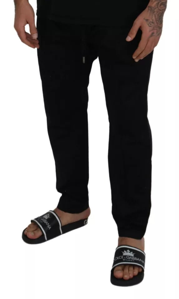 Pantalon de jogging noir Dolce &amp; Gabbana en coton stretch