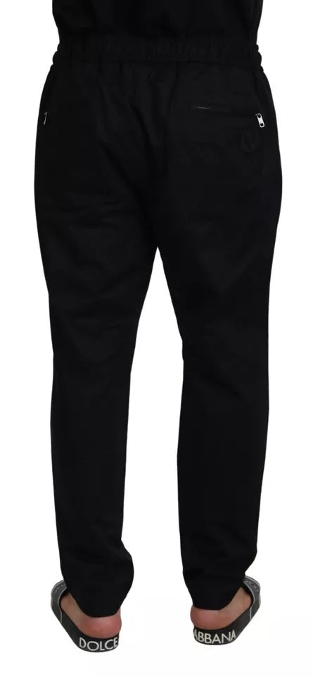 Pantalón de jogging negro de algodón elástico de Dolce &amp; Gabbana