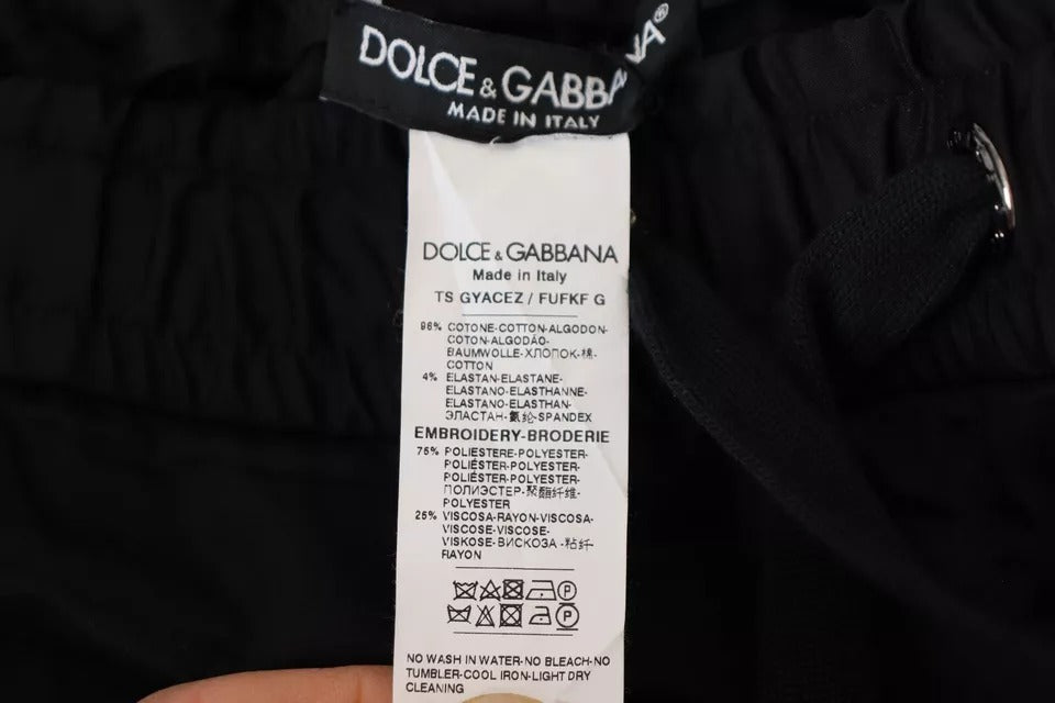 Pantalón de jogging negro de algodón elástico de Dolce &amp; Gabbana