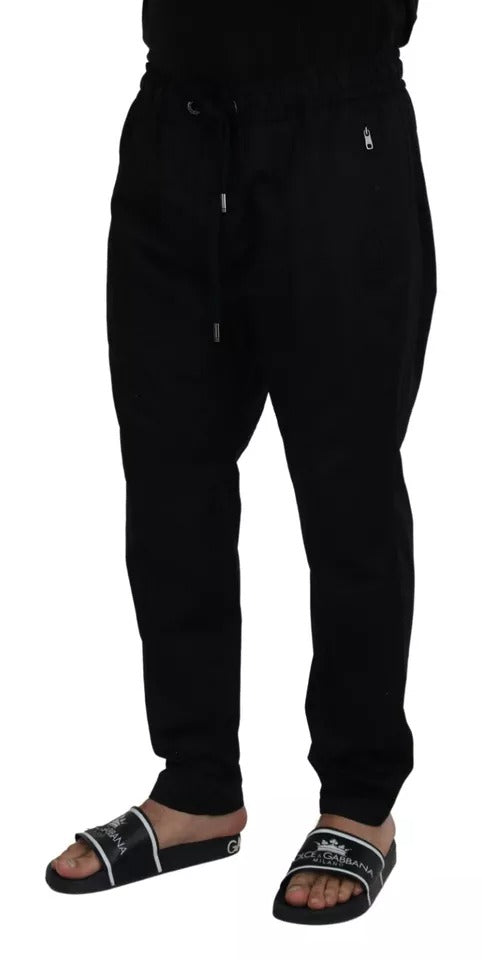 Pantalón de jogging negro de algodón elástico de Dolce &amp; Gabbana