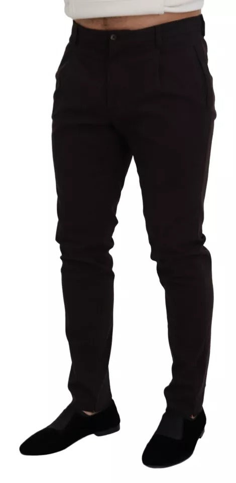 Pantalon skinny marron en coton stretch pour homme Dolce &amp; Gabbana