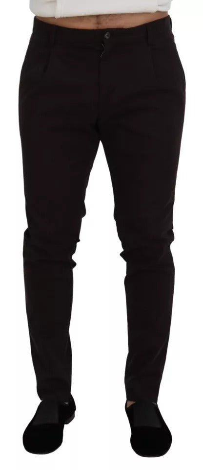 Pantalon skinny marron en coton stretch pour homme Dolce &amp; Gabbana