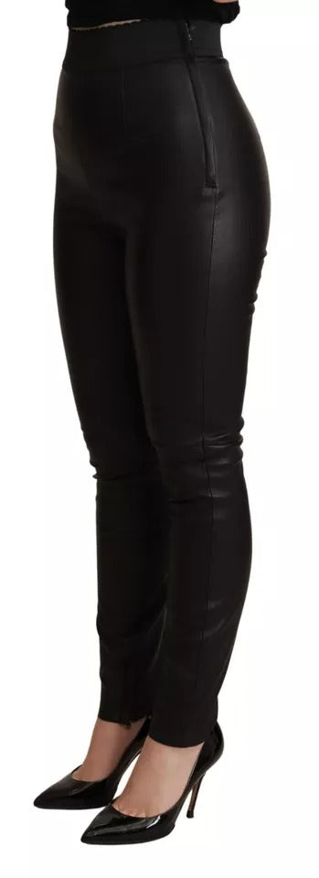 Pantalon en cuir noir avec leggings skinny Dolce &amp; Gabbana