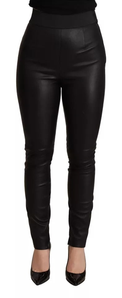 Pantalon en cuir noir avec leggings skinny Dolce &amp; Gabbana